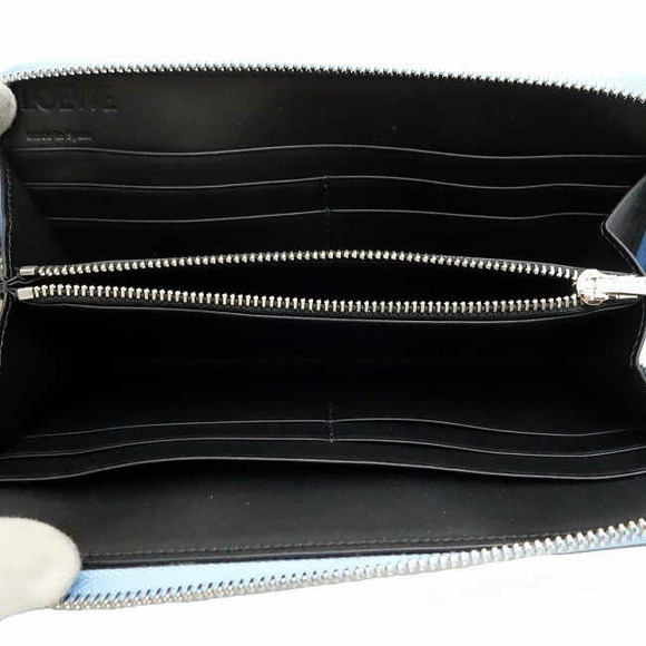 Loewe Wallet Round Zip Long Puzzle Calf Leather Blue Pink Green - Picture 2 of 6